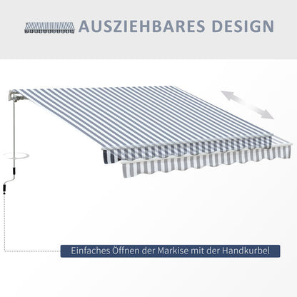 Knikarmscherm – Verstelbaar Zonnescherm – Uitschuifbaar Scherm – Inklapbare Luifel – Handbediend Zonnescherm – 2,95 x 2,45 meter – Weerbestendig Aluminium – Lichtgrijs-Wit