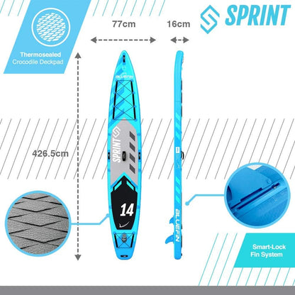 <font dir="auto" style="vertical-align: inherit;"><font dir="auto" style="vertical-align: inherit;">        Bluefin Sprint SUP Tour Package | 14' Inflatable Stand-Up Paddleboard | 6" Thick | Lightweight Fiberglass Paddle | Expedition Length | Cargo Space