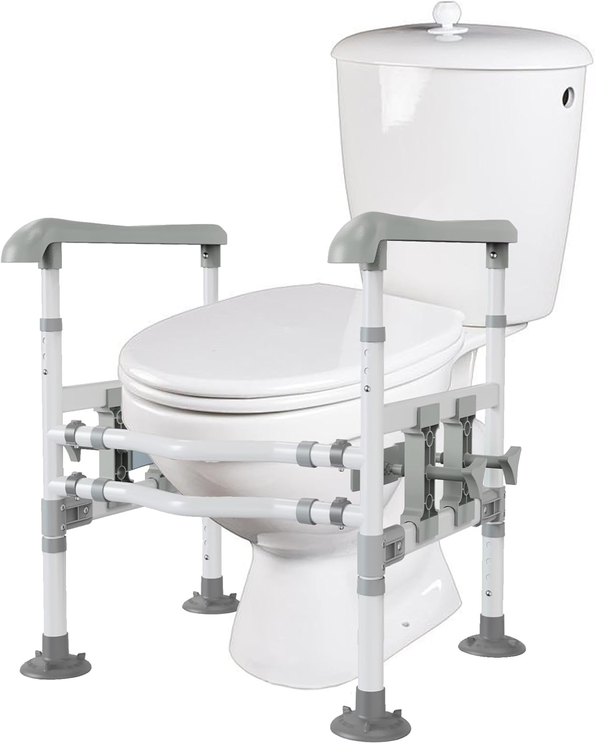 supregear Toiletsteun voor Ouderen en Gehandicapten, in Hoogte en Breedte Verstelbaar, Antislip Handgrepen met Zuignappen, Past op Meeste Toiletten, Eenvoudig te Installeren, Lichtgrijs