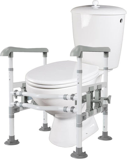supregear Toiletsteun voor Ouderen en Gehandicapten, in Hoogte en Breedte Verstelbaar, Antislip Handgrepen met Zuignappen, Past op Meeste Toiletten, Eenvoudig te Installeren, Lichtgrijs