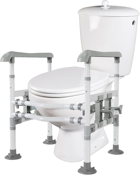 supregear Toiletsteun voor Ouderen en Gehandicapten, in Hoogte en Breedte Verstelbaar, Antislip Handgrepen met Zuignappen, Past op Meeste Toiletten, Eenvoudig te Installeren, Lichtgrijs
