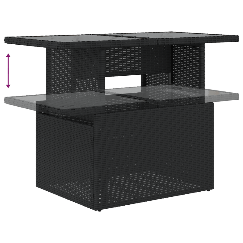 8-delige Hoek Loungeset – Tuinmeubelset – Loungeset Buiten – Poly Rattan Tuinbank – Zwarte Tuinlounge – Weerbestendig Poly Rattan – Inclusief Comfortabele Kussens