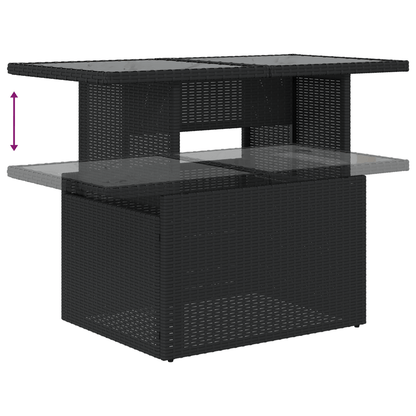 8-delige Hoek Loungeset – Tuinmeubelset – Loungeset Buiten – Poly Rattan Tuinbank – Zwarte Tuinlounge – Weerbestendig Poly Rattan – Inclusief Comfortabele Kussens
