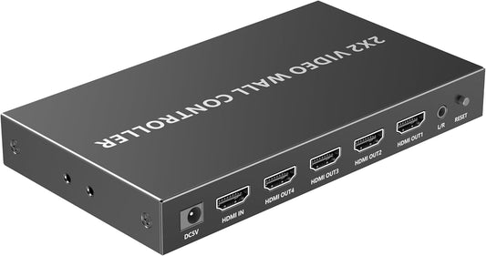 PremiumCord HDMI-wandcontroller, 1 video-ingang voor 4 displays, 8 weergavemodi, Full HD 1080p 60 Hz, HDMI 1.4, HDCP 1.4, metalen design, zwart