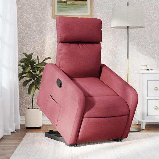 Relaxstoel – Fauteuil – Ligstoel – Tv-Stoel – Opstahulpstoel – Elektrische Opstahulp – Handmatige Ligfunctie – Wijnrode Stof