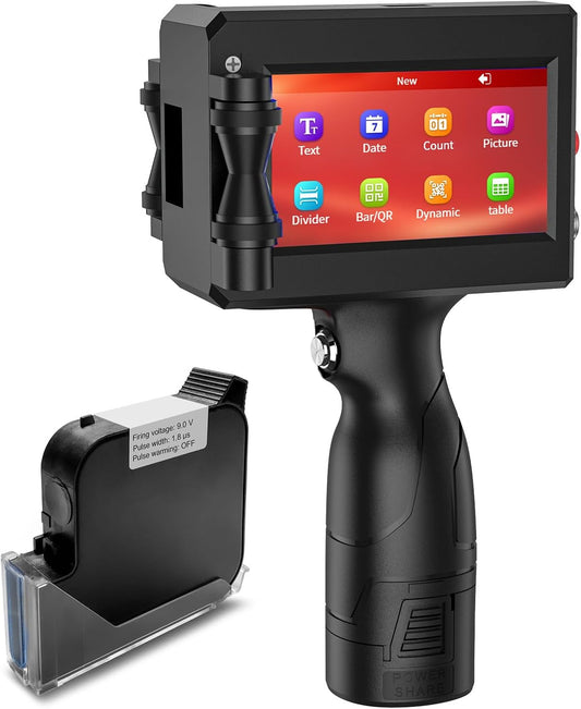 127T2 Draagbare Handheld Inkjet Printer 1 inch Handheld Printer 4.3 Inch LED Scherm Sneldrogende Inktcartridge voor QR Code Datum Logo Label Barcode Batchnummer