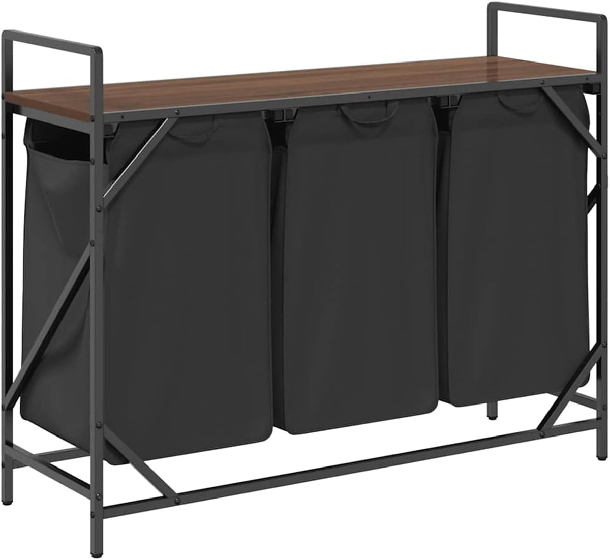 Gecheer Laundry basket 3 compartments with shelf brown oak look, laundry basket laundry basket laundry basket for baby clothes bedding shoes 859064 - QUORE