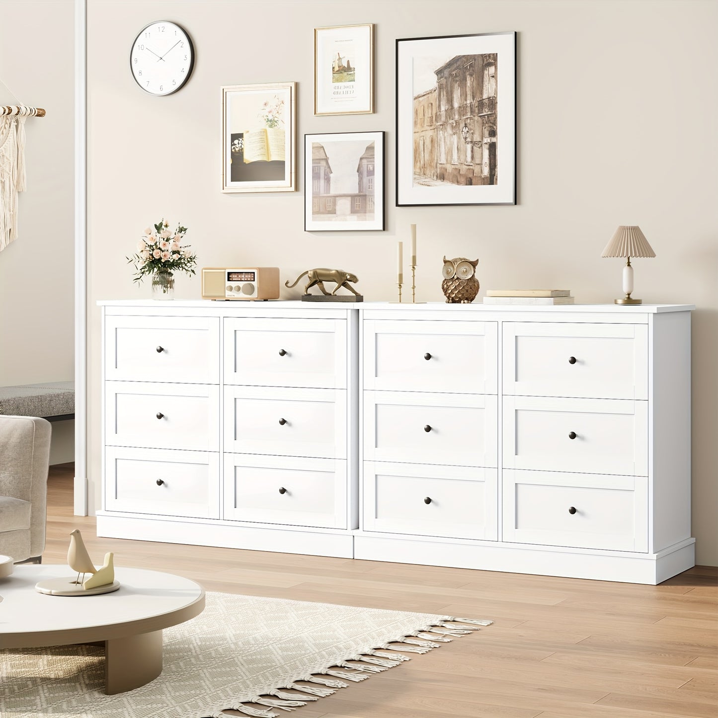 Ladekast – Ladenkast – Dresser – Opbergkast – Kledingkast – Wit – 6 Lades – Duurzaam Hardhout – Ruime Opbergruimte 3,2+ m³