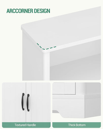 Hzuaneri Bathroom Cabinet, Bathroom Cabinet with 4 Doors, Storage Cabinet, Adjustable Shelves for Living Room, Bathroom, Kitchen, 30 x 60 x 110 cm, White SC18413X