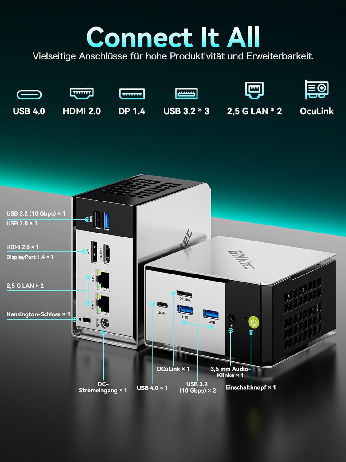 GMKtec Mini PC, M8 Desktop Computer AMD Ryzen 5 PRO 6650H (6C/12T 4.50Ghz) Dual NIC LAN 2.5GbE, 16GB LPDDR5 RAM + 512GB Hard Drive PCle SSD, Oculink, USB4, HDMI, USB-C
