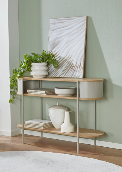 HAKU Consoletafel, eiken, grijs, metaal, spaanplaat, afmetingen: B 110 x H 76 x D 39 cm, stijl: modern