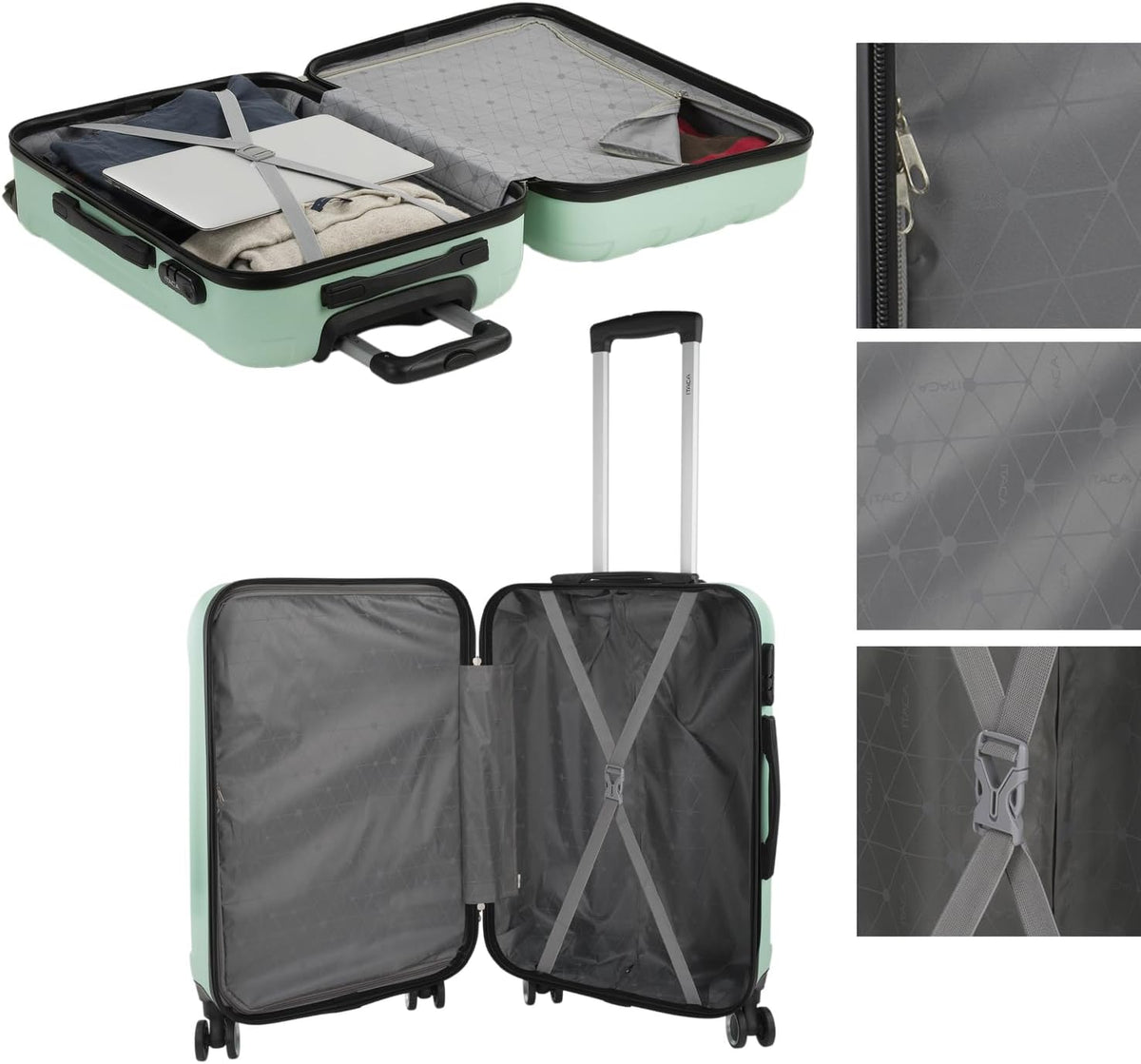 ITACA Signature 771100B reiskoffer, set met 4 wielen, set reiskoffers, robuust en licht, combinatieslot