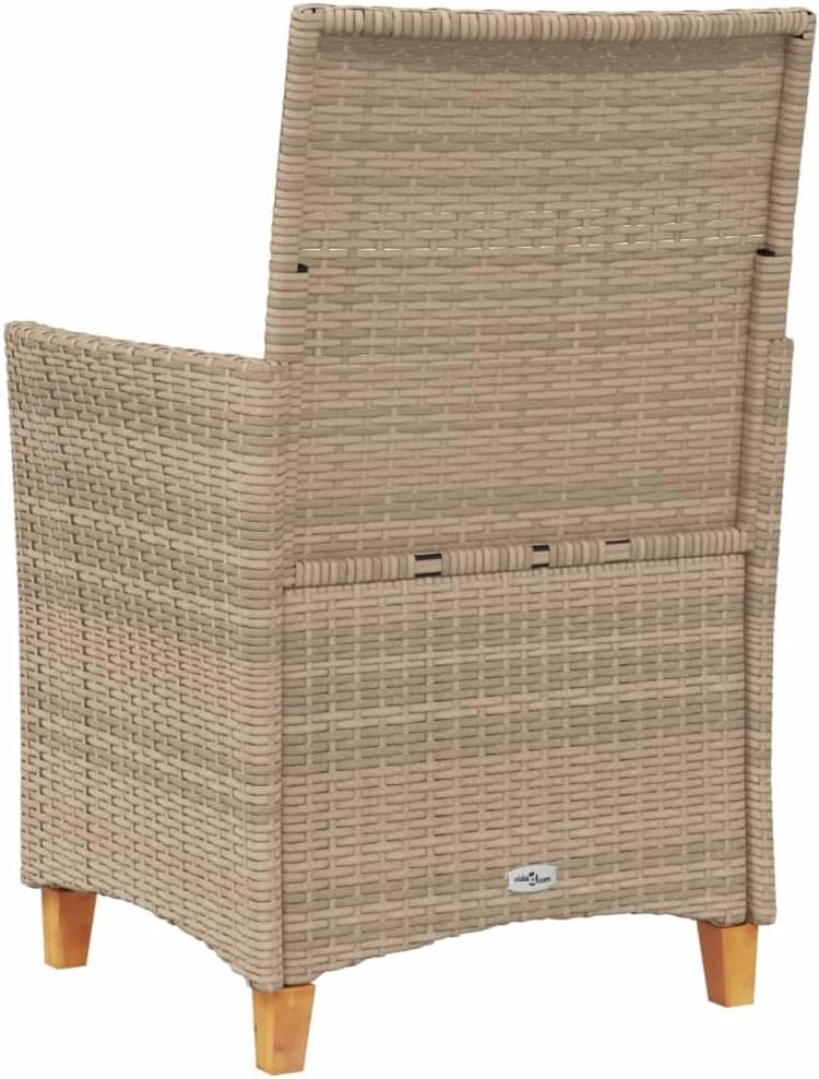 Tuinstoelen – Lounge Stoelen – Camping Stoelen – Terras Stoelen – Tuinstoel Beige – Weerbestendig Poly Rattan – Comfortabele Dikke Kussens