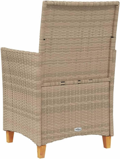 Tuinstoelen – Lounge Stoelen – Camping Stoelen – Terras Stoelen – Tuinstoel Beige – Weerbestendig Poly Rattan – Comfortabele Dikke Kussens