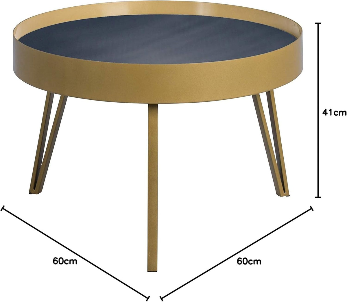Hometrends4You Tom 2 Salontafel, Metaal, Zwart/ Goud