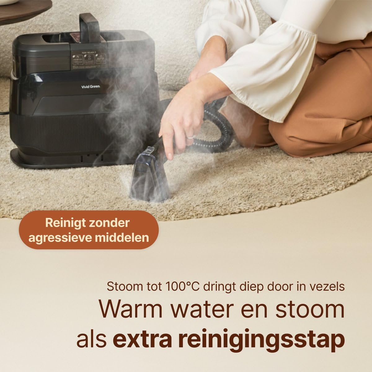 Stoomreiniger – Stoomzuiger – Tapijtreiniger – Textielreiniger – Matrasreiniger – 1650W Vermogen – 4 Reinigingsstanden met Zuigfunctie