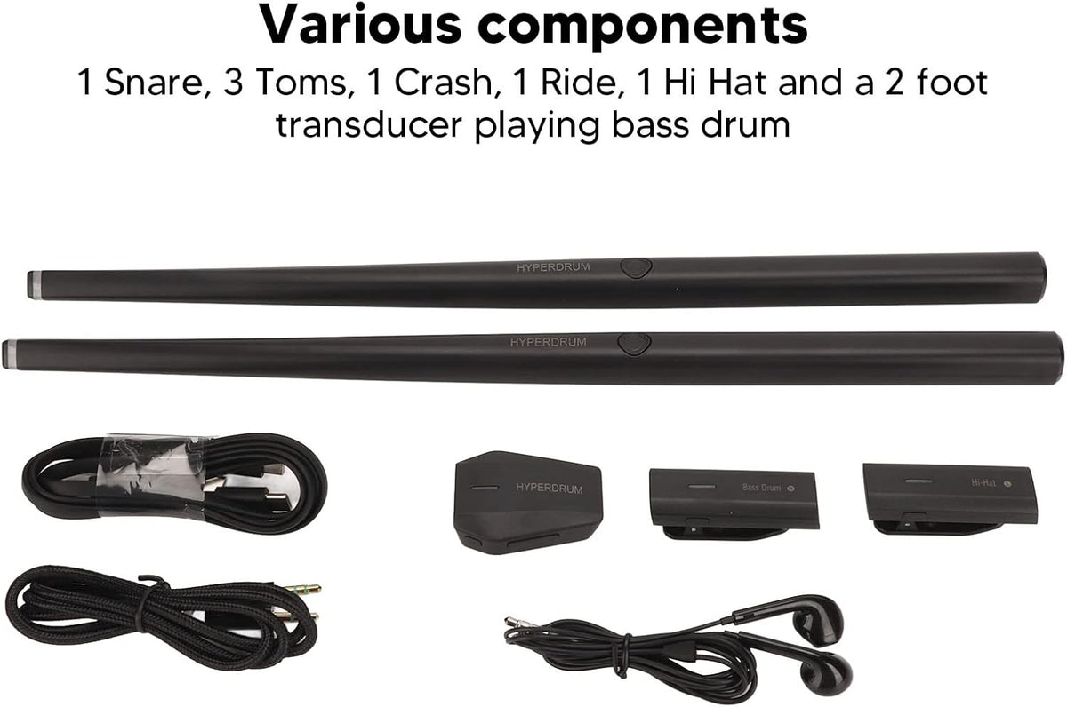 Elektronische Drumset – Virtuele Drumset, Digitale Drumkit, Luchtdrumset, Percussiemachine – Met Luchtdrumstokken En Pedalen – Stil Oefenen, Bluetooth MIDI Ondersteuning