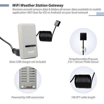 ECOWITT Draadloze Weerstations GW1201,7 in 1 Zonne-energie Home Draadloze Buiten Sensoreenheid WS69,3 in 1 Indoor Nieuwe Gateway GW1200,IOT Intelligente Aaneenschakelingscontrole