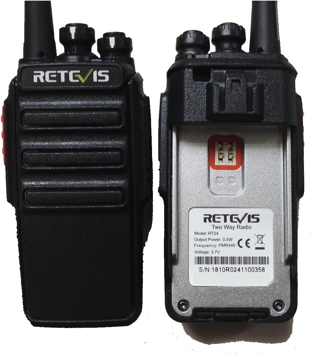 Retevis RT24 Professionele Portofoons met Headset PMR446 Vergunningsvrije Walkie Talkies 16 Kanalen CTCSS/DCS VOX Oplaadbaar Walkie Talkies met EU-stekker Laadstation en Lithium-ionbatterij (10 Stuks, Zwart)