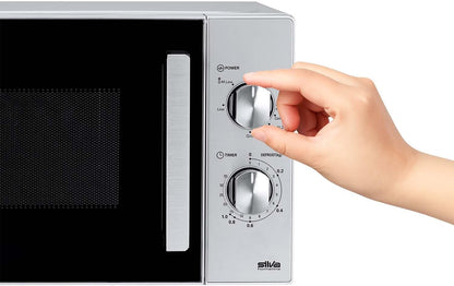 Silva Schneider MW-G 25.5 magnetron met grill 20 liter, 700W magnetronvermogen, 1000W grill, 5 standen, 3 combi-programma's, ontdooifunctie, timer, glazen draaiplateau Ø 25,5 cm, incl. grillrooster -