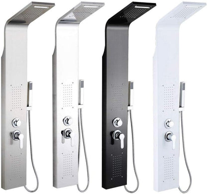 Douchepaneel – Douchepaneel Met Mengkraan – Douchewand – Regendouche – Massagedouche – 5 Functies – 304 Roestvrij Staal – 140 cm Hoog – Wit Gehard Polijstproces