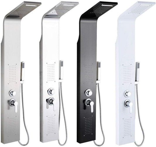 Douchepaneel – Douchepaneel Met Mengkraan – Douchewand – Regendouche – Massagedouche – 5 Functies – 304 Roestvrij Staal – 140 cm Hoog – Wit Gehard Polijstproces