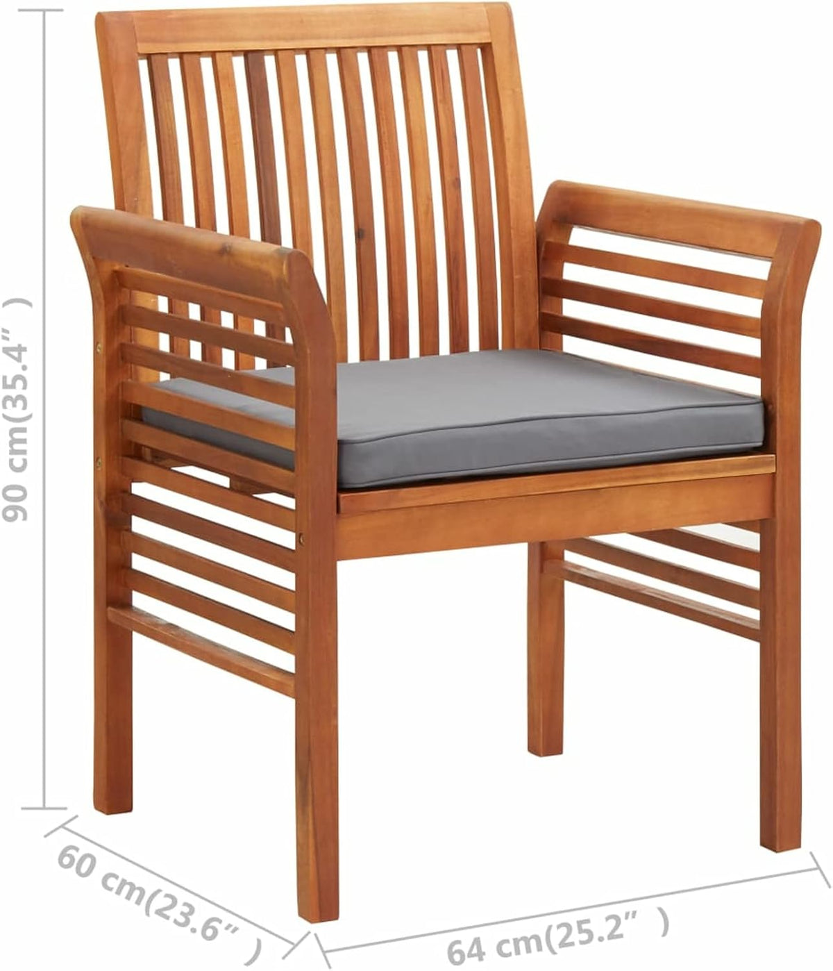 Tidyard Garden Dining Chair with Solid Acacia Wood Cushion - QUORE