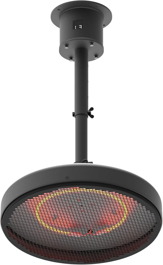 Plafondverwarming – Warmtestraler – Terrasverwarmer – Terrasheater – Infraroodheater – Zwart – 2000 W Carbonbuis – 3 Warmtestanden Met Afstandsbediening