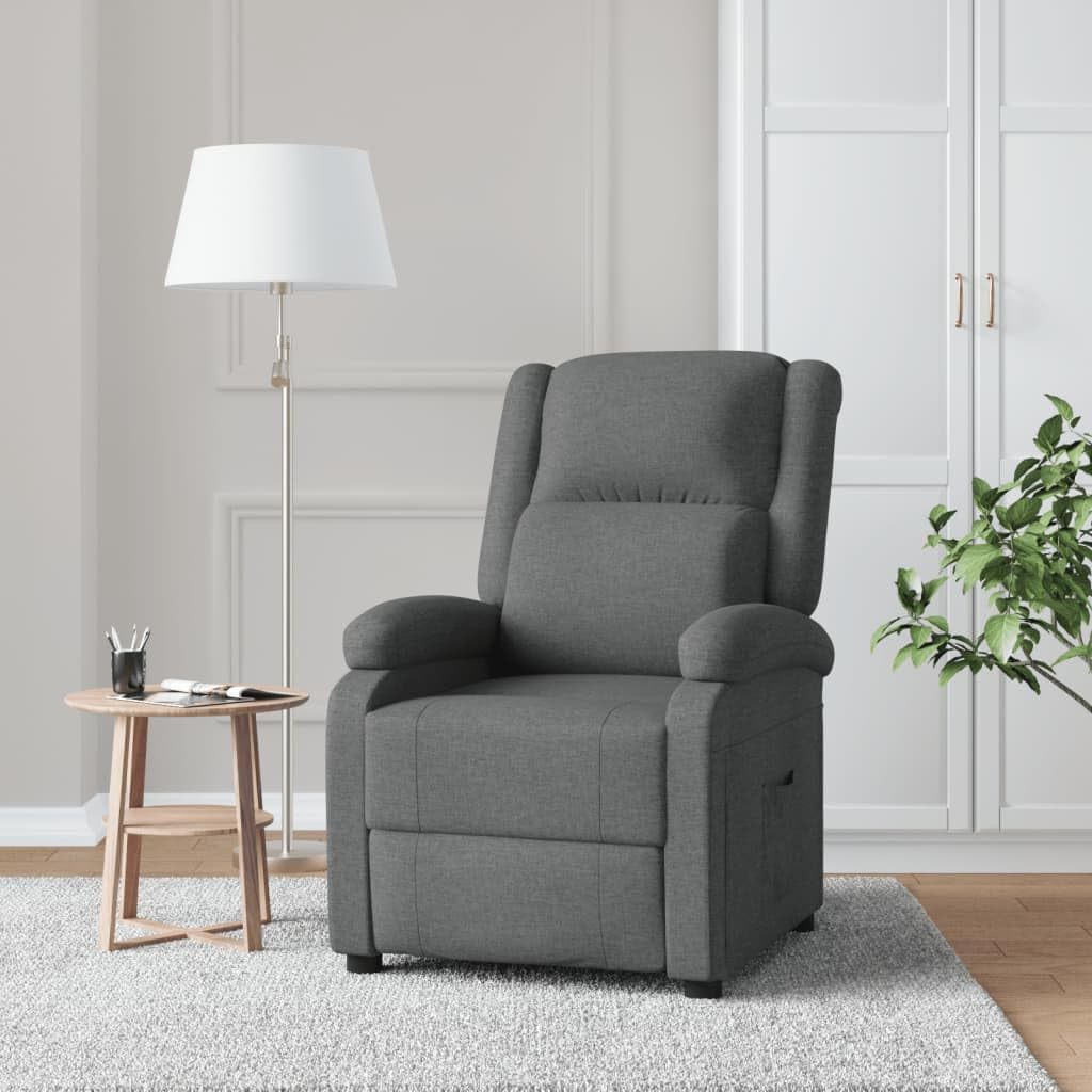 Model 340182 Dark Grey Fabric Armchair, Lounge Chair, Recliner Chair, Bedroom Chair, Model 340182 - QUORE