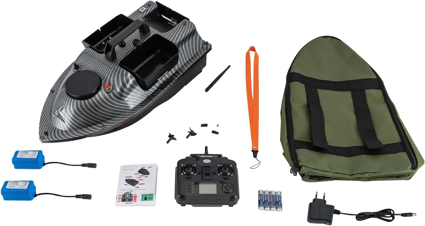 Feeder Boat, Baitboat, Fishing Cage, Boat, RC Carp Fishing, Fish Finder, Wireless, Night Fishing, Fishing Bait, Bait Boat with Remote Control, GPS, Bait, Bait Fishing Bait Boat LED, 52 W, 600 - QUORE