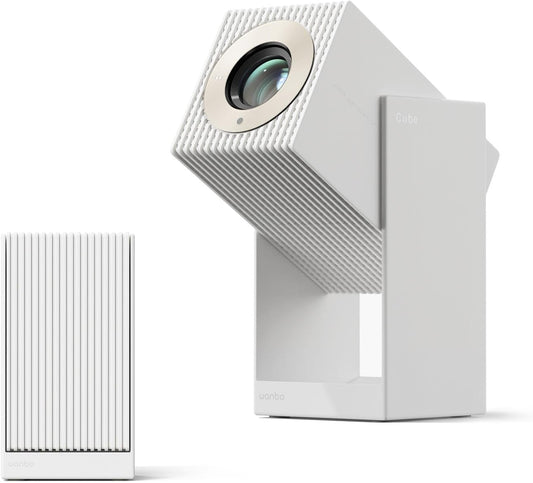WANBO Cube 2 Pro Smart Beamer Android TV/Netflix, 500ANSI, Len Protect, 230° Rotable, ToF Autofocus Keystone, CEC, Bluetooth WiFi, Native 1080P Draagbare Mini Projector Thuis Outdoor, White