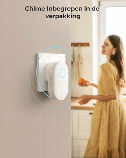 Deurbel Camera - Beveiligingscamera - Camerabewaking - Draadloos - met 2K - Super HD Video - 180° Diagonaal Beeld - Tweerichtingsaudio - Persoonsdetectie - Waterdicht - Waarschuwingen - Werkt met Alexa -  Wit