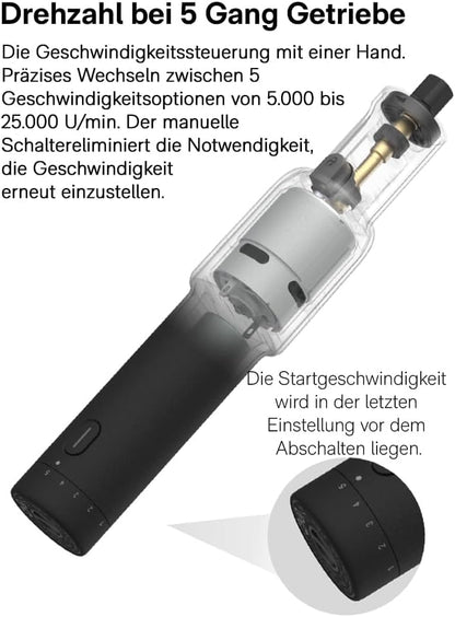 HOTO Draadloos draaigereedschap, 4 V, graveerpen met 35 accessoires, 25.000 omw/min, 5 instelbare snelheden, USB-C-opladen, voor slijpen, polijsten, boren, snijden en knutselen met 3D-printers