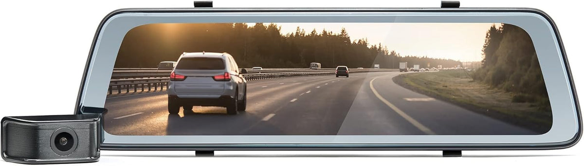 Road Angel Halo View 2K - Dubbele 1440p randcamera, achteruitkijkspiegel, met 1080p achteruitrijcamera, 10 inch touchscreen, nachtzicht, geïntegreerde wifi, echte parkeermodus, zwart
