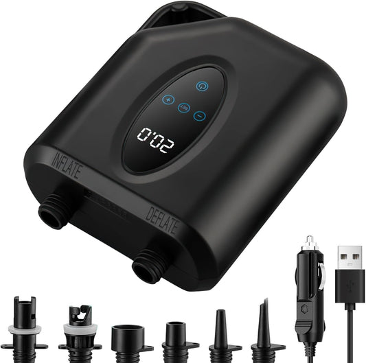 OBEST Elektrische SUP-pomp, 20 psi, draadloze hogedrukluchtpomp, tweetraps opblazen/leegloop, automatische uitschakelfunctie, geschikt voor kajaks, matras, watersport