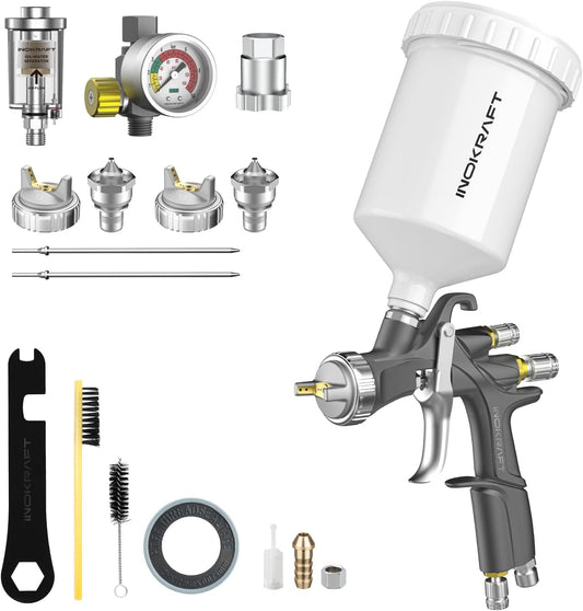 Verfspuit – Spuitpistool – Spuitgun – Verfspuitset – LVLP Spray Gun – 1.3/1.5/1.7 mm Nozzles – Aluminium Body Met PTEF Coating
