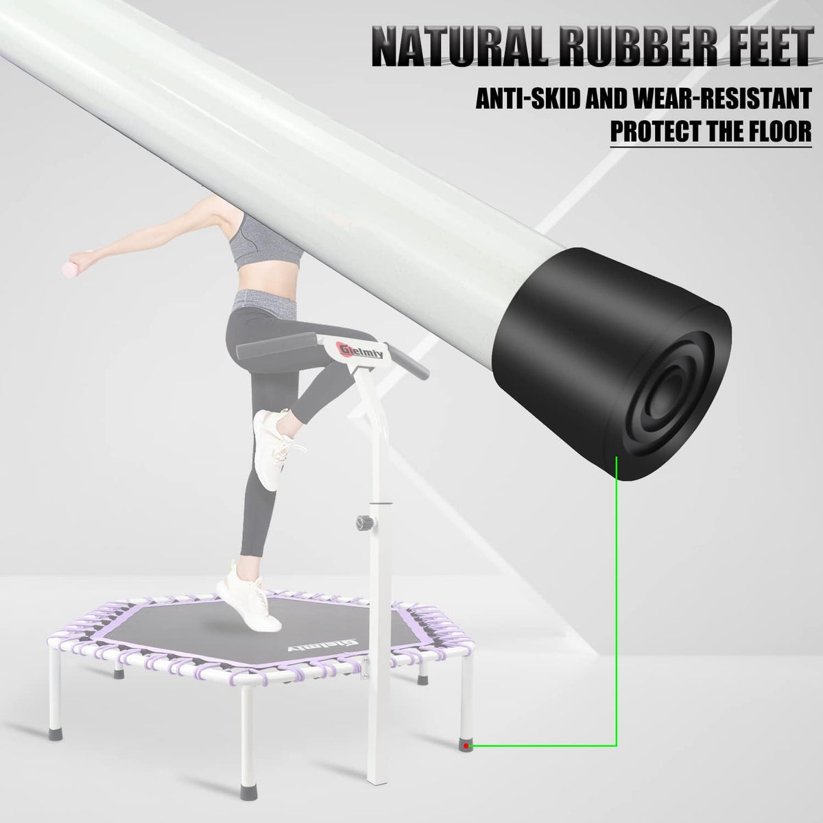 Silent Fitness Trampoline, 122 cm stille mini-trampoline, bungee, rebounder, jumping, cardio trainer, workout voor volwassenen, maximale belasting 150 kg