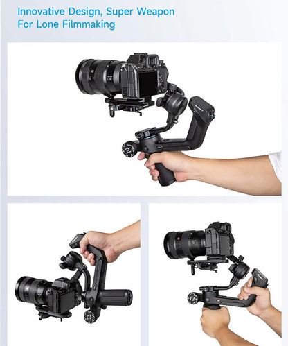FeiyuTech SCORP-2 Kit camerastabilisator, geïntegreerde AI-tracker, 3-assige gimbal voor spiegelloze Sony/Canon/Nikon/Fujifilm- en DSLR-camera's, upgrade-joystick en touchscreen, 15 kg laadvermogen