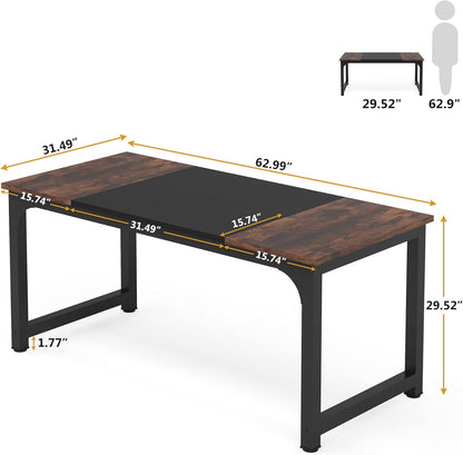 Tribesigns Computer Desk 160x80CM Large Industrial Desk for Home Office, PC and Laptop Workstation with Spacious Worktop and Leg Space, Sturdy Metal Frame (Rustic Brown)