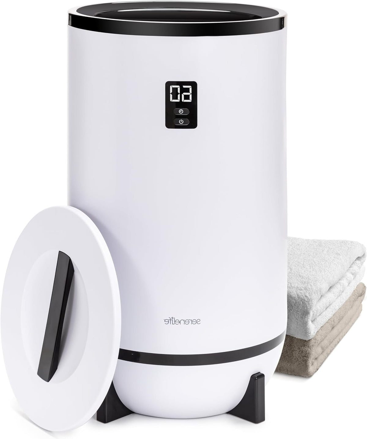 Serenelife Towel Warmer - Electric Bucket Towel Heating - with Customized Fragrance for Spa and Bathroom - Fits 2 Large Bath Towels, Bathrobes, Pajamas - Automatic Shut Off - Black - QUORE