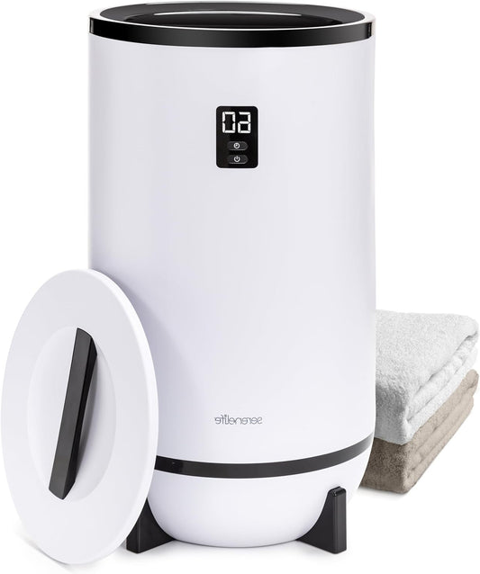 Serenelife Towel Warmer - Electric Bucket Towel Heating - with Customized Fragrance for Spa and Bathroom - Fits 2 Large Bath Towels, Bathrobes, Pajamas - Automatic Shut Off - Black - QUORE