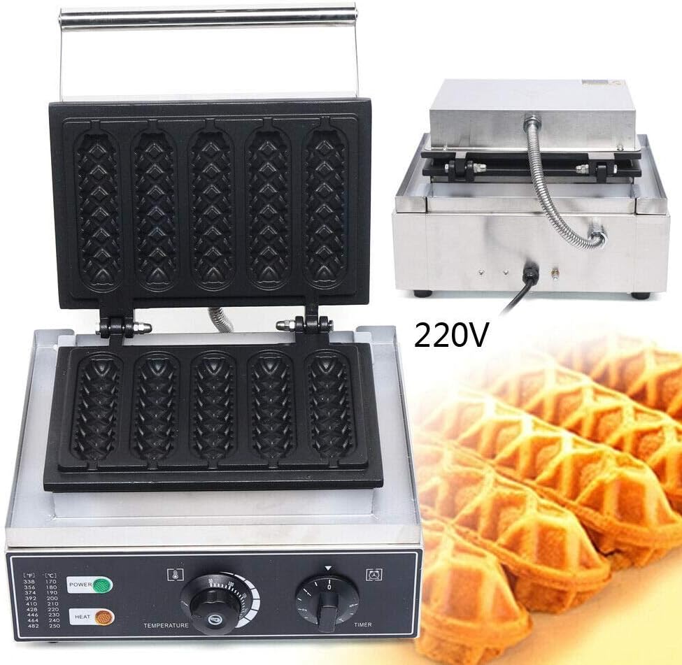 Waffle Iron Waffle Maker Waffle Iron with Thermostat, Waffle Iron, Stainless Steel, Commercial Non-Stick Coating, Waffle Machine, Hot Dog Maker, Corn Dog Waffle Iron for Hot Dog Wausage Muffin - QUORE