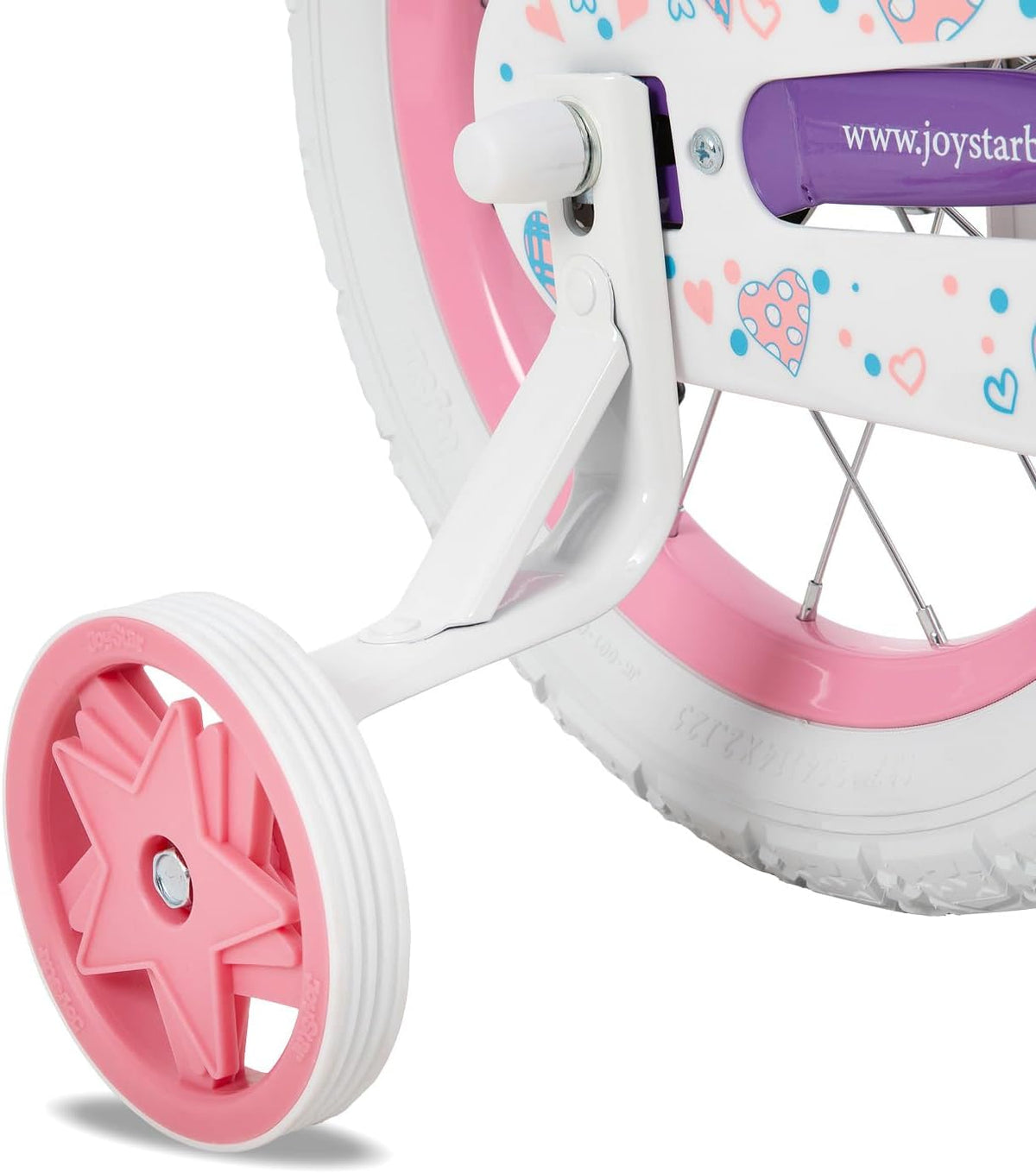 JOYSTAR Fairy 14/16/18 inch kinderfiets voor meisjes van 3 tot 9 jaar, meisjesfiets met stabilisator en mand