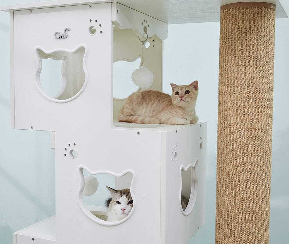 Kattenkrabpaal – Krabboom – Kattenmeubel – Klimpaal – Krabpaal met Slaapplek – Natuurlijk Braziliaans Sisal – Compact 90x50x170 cm