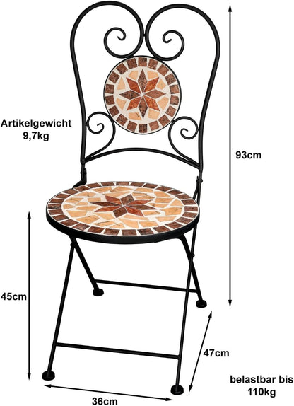 Tuinstoel Mozaïek Opvouwbare Balkon Stoel Mozaïek Bistro Stoel Metalen Tuinmeubilair Decoratieve Stoel Tuin Bistro