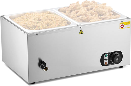 WILPREP Commerciële Voedselwarmer GN1/1, Elektrische Voedselwarmer 1500W met Regelbare Temp. 30-85°C, Roestvrij Staal Warmhoudplaat voor Buffet Food Truck Hotel Catering Meer