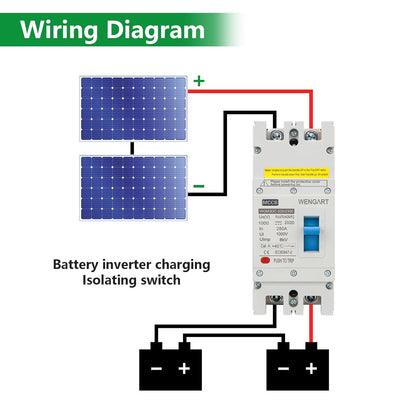 Wengart MCCB WGM3DC-320, PV-stroomschakelaar DC1000V 2P 280-320A, biedt betrouwbare bescherming voor fotovoltaïsche systemen op zonne-energie (280A)