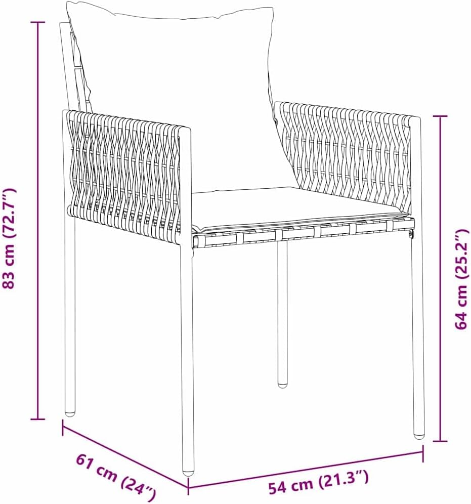 Tuinset – Tuinmeubelset – Eettafelset – Balkonsset – Terrasmeubelset – 5-delig – PE Rattan – UV-bestendig – Modern Design – Bruin Zwart