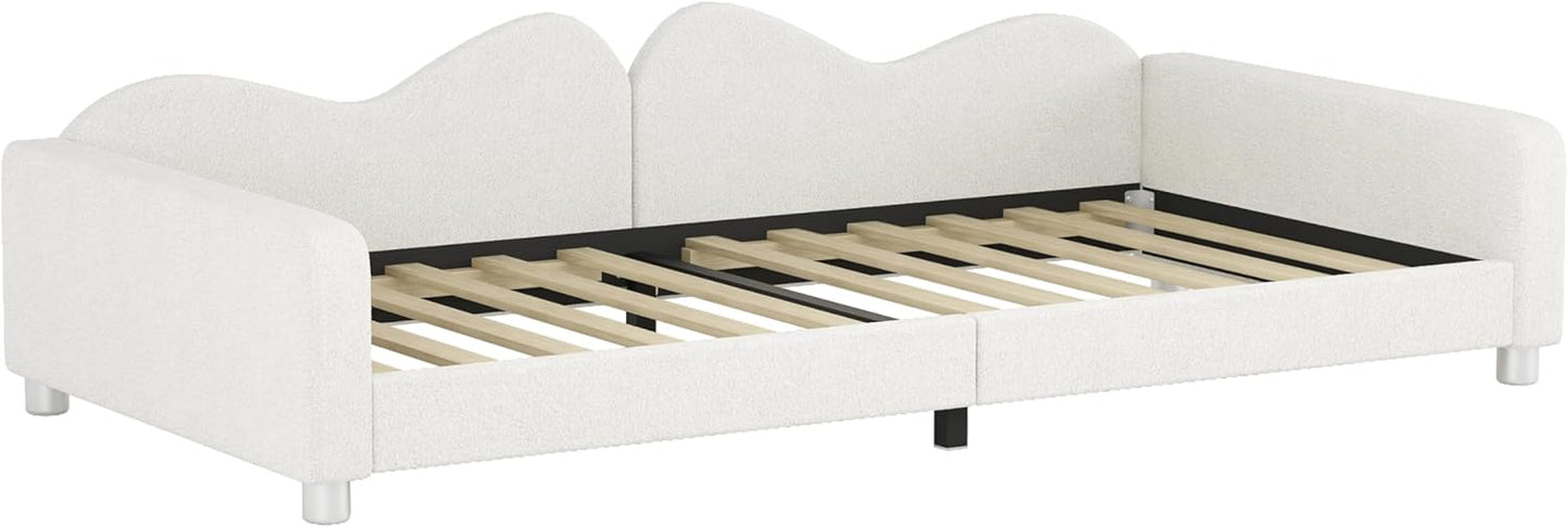 Kinderbedkussen Bed - Slaapbank Frame - Teddy Doek Multifunctionele - Rugleuning Armleuning Zacht Bed - Eugdbed Gastenbed - 90*200 cm - 02 Wit