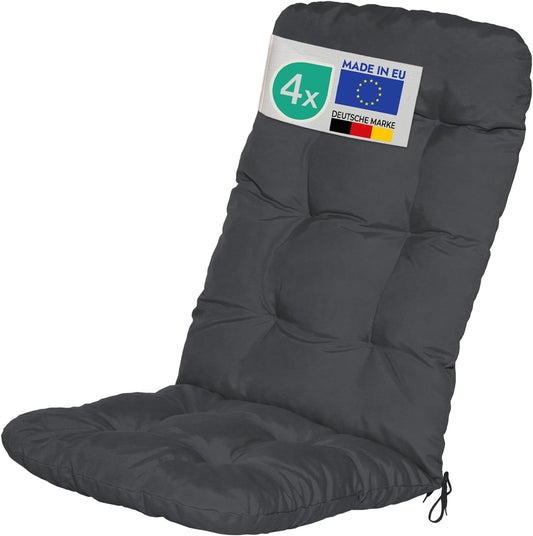 Beautissu Tuinkussen Set van 4 120x50x8cm Flair HL Zitkussen Hoge Rug Kussen Tuin Meubelen Kussen voor Tuinstoelen Rugkussen Grafietgrijs